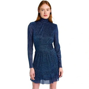 Rebecca Vallance Jagger wrap mini dress in Navy Metallic